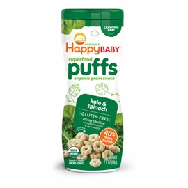美國HappyBABY 有機嬰兒泡芙(6個月起)-羽衣甘藍菠菜 60g