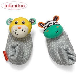 美國infantino 腳套搖鈴-斑馬及獵豹