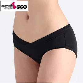 台湾六甲村 AirSkin 低腰V型薄透凉孕妇内裤-黑色