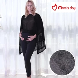 韩国Mom’s day 高级优质托腹拉绒孕妇紧身裤(Leggings)-黑色