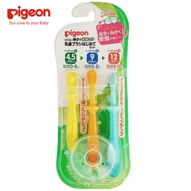 日本Pigeon 嬰幼兒練習牙刷套裝-第一至三階段 3支裝