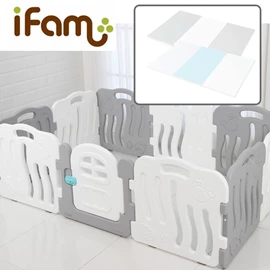韓國iFam 貝殼款遊戲圍欄(連地墊)-10片裝 灰/白色