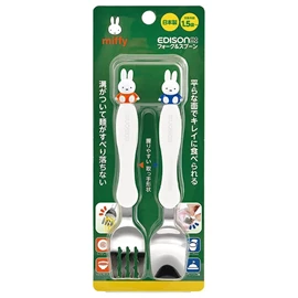 日本Edison 婴幼儿不锈钢学习匙叉套装-Miffy