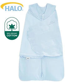 美國Halo Swaddle 二合一嬰兒包被睡袋-有機棉 1.5TOG(0-3個月);藍色