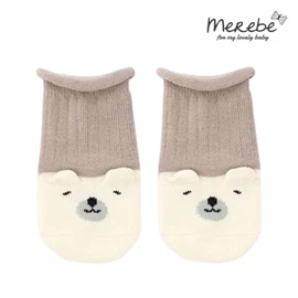 韩国Merebe 婴儿短袜-北极熊 啡色