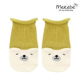 韩国Merebe 婴儿短袜-北极熊 芥末黄