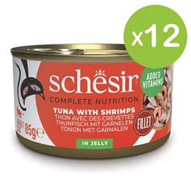 Schesir 貓罐頭/ 啫喱系列 吞拿魚鮮蝦飯 85g X 12罐