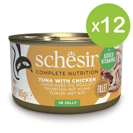 Schesir 貓罐頭/ 啫喱系列 吞拿魚雞絲飯 85g X 12罐