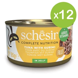 Schesir 貓罐頭/ 啫喱系列 吞拿魚蟹肉飯 85g X 12罐
