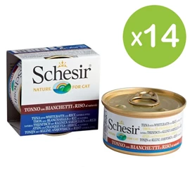 Schesir 貓罐頭/ 水煮系列 吞拿魚白飯魚飯 85g X 14罐