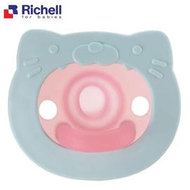 日本Richell 安撫奶嘴連收納盒(0-3個月)-小貓