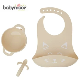 法國 Babymoov First'Isy 矽膠餵食組(圍兜/碗/匙)