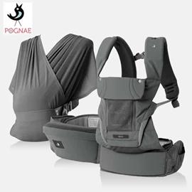 韓國Pognae Max 萬能四合一透氣嬰兒揹帶-深灰