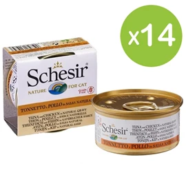 Schesir 貓罐頭/ 無穀物 吞拿魚雞肉肉汁 70g X 14罐
