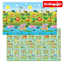 韓國Dwinguler 家居安全遊戲墊-中碼 190 X 130cm X 1.2cm 叢林小鎮