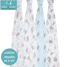 美國Aden+Anais 嬰兒包巾(棉紗布)–44"X44" 4條裝 迪士尼 Dumbo New Heights