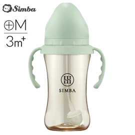 台灣小獅王 Simba 蘊蜜鉑金PPSU寬口奶瓶(連吸管把手)-270ml 綠沐