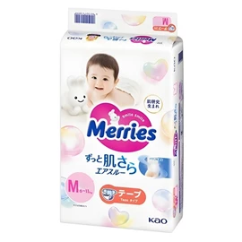 日本花王 Merries 婴儿纸尿片-增量装 M码54片(6-11kgs)