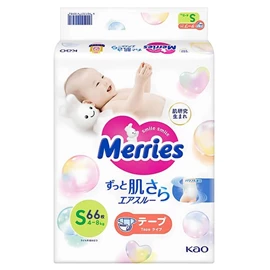 日本花王 Merries 婴儿纸尿片-增量装 S码66片(4-8kgs)