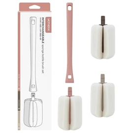 韩国Mother-K 可替换式海绵奶瓶刷(附2个替换头)-粉红色