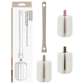 韩国Mother-K 可替换式海绵奶瓶刷(附2个替换头)-米色