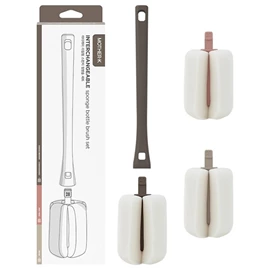 韩国Mother-K 可替换式海绵奶瓶刷(附2个替换头)-深啡色