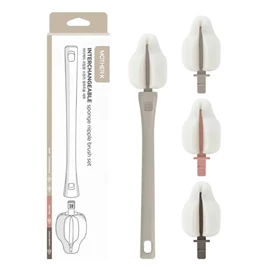 韩国Mother-K 可替换式海绵奶嘴刷(附3个替换头)-米色