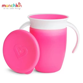 美國 Munchkin Miracle 360° 防漏學飲杯(附蓋)-粉紅 207ml/7oz