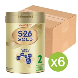 惠氏S-26 Gold/ 2号 较大婴儿配方奶粉 850g X 6罐