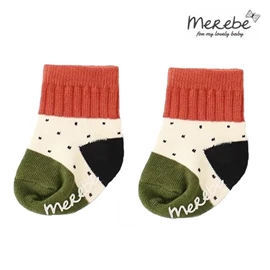韓國Merebe 嬰兒短襪-磚紅