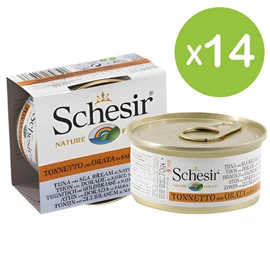 Schesir 猫罐头/ 无谷物 吞拿鱼海鲷肉汁 70g X 14罐