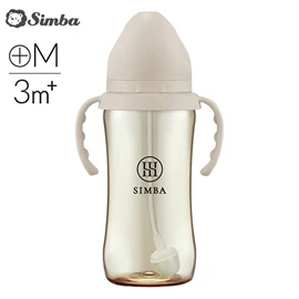 台湾小狮王 Simba 蕴蜜铂金PPSU宽口奶瓶(连吸管把手)-360ml 杏茶