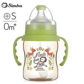 台灣小獅王 Simba 桃樂絲心願PPSU寬口奶瓶(連吸管把手)-200ml 果綠/麋鹿