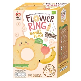 Apple Monkey 有机花花糙米饼(低敏无麸质)-30G 香蕉水蜜桃