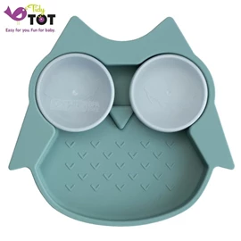 英国Tidy Tot 吸盘矽胶碟连食物格-猫头鹰