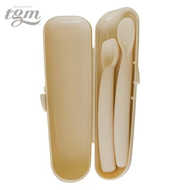 韩国tgm 婴幼儿铂金矽胶初及中阶匙羹(连收纳盒)- 两件装 杏色