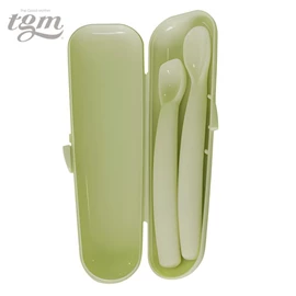 韩国tgm 婴幼儿铂金矽胶初及中阶匙羹(连收纳盒)- 两件装 橄榄绿
