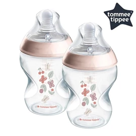 英國Tommee Tippee Natural Start PP 奶瓶-印花款 260ml 兩個裝 粉紅
