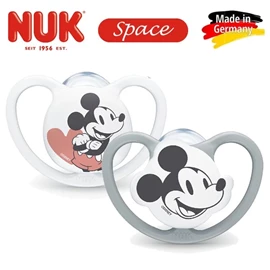 德國Nuk Space 超透氣安撫奶嘴/ 0-6M 米奇 灰+白色 兩個裝