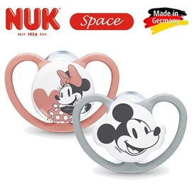德國Nuk Space 超透氣安撫奶嘴/ 6-18M 米奇 灰+粉紅 兩個裝