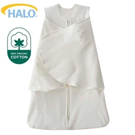 美國Halo Swaddle 二合一嬰兒包被睡袋-有機棉 1.5TOG(0-3個月);米黃色