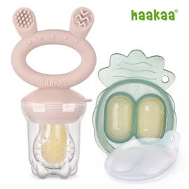 紐西蘭Haakaa 矽膠咬咬樂迷你套組/ 藕粉色
