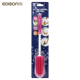 日本Edison 矽胶奶瓶清洗刷/ 粉红