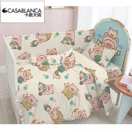 【Casablanca】嬰兒床 2件套(床單連枕袋)-罐頭豬LuLu