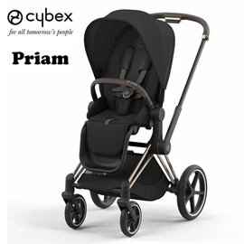 德國Cybex PRIAM 嬰兒手推車/ 玫瑰金車架 Sepia Black