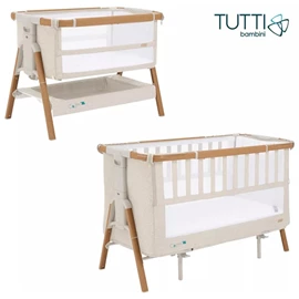 英国Tutti Bambini Cozee XL 床边婴儿床和婴儿床-胡桃木/米色