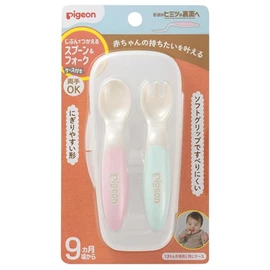 日本Pigeon 学习匙叉套装(附收纳盒)/ 粉色组