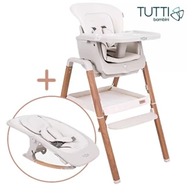 英國Tutti Bambini Nova 嬰兒搖椅及高腳餐椅組-胡桃木/米色
