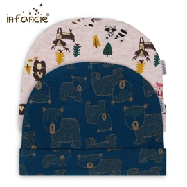 infancie 嬰兒帽-森林動物 2件裝