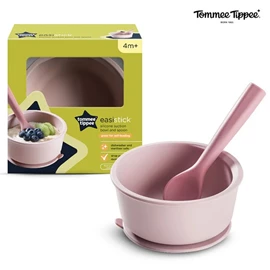 英國Tommee Tippee 防滑吸盤矽膠碗連匙/ 豆沙粉